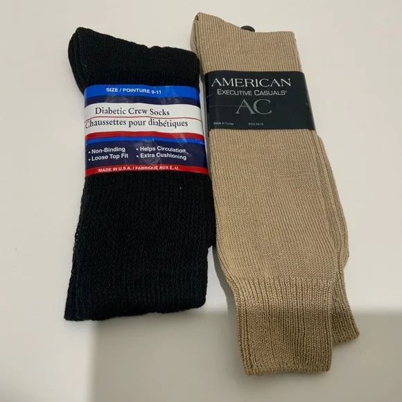 5 pair -Men's Cotton blend Socks Black Tan Navy Brown  - New! Size 9 - 13 - Picture 7 of 7